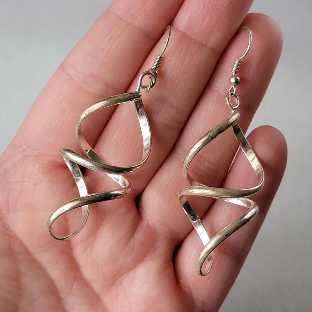 Large Swirly Modernist Drop Earrings